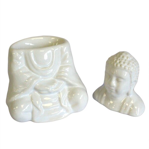 Kominek do olejków Siedzący Buddha – Biały - obrazek 3