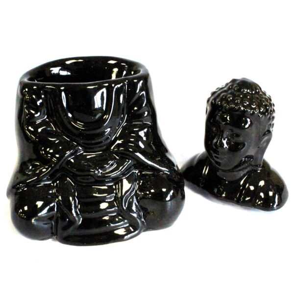 Kominek do olejków Siedzący Buddha – Czarny - obrazek 3