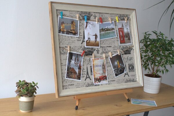 Duża ramka na zdjęcia DIY z klamerkami – Paryż - obrazek 3