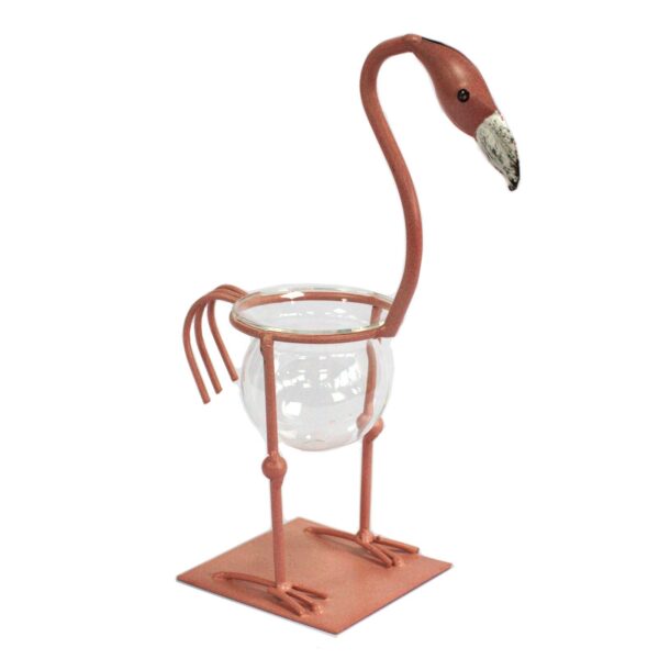 Dekoracja hydroponiczna do domu – różowy metalowy flaming 2