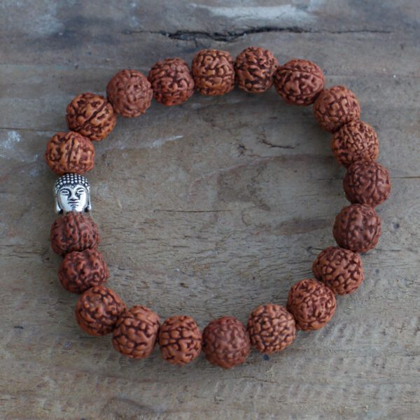Bransoletka Mala z koralików Rudraksha – Naturalna - obrazek 3