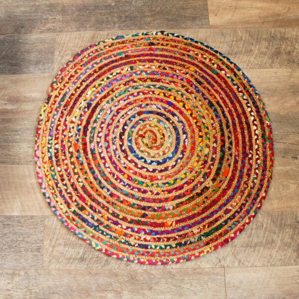 Okrągły dywan z juty i bawełny z recyklingu – 90 cm - obrazek 2
