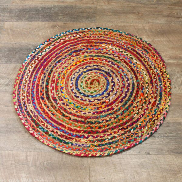 Okrągły dywan z juty i bawełny z recyklingu – 90 cm - obrazek 3