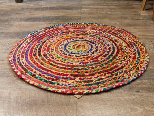 Okrągły dywan z juty i bawełny z recyklingu – 90 cm - obrazek 4