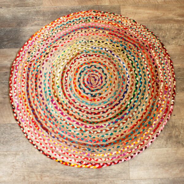 Okrągły dywan z juty i bawełny z recyklingu – 120 cm - obrazek 2