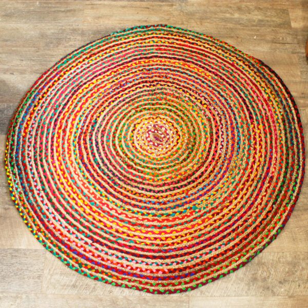 Okrągły dywan z juty i bawełny z recyklingu – 150 cm - obrazek 2