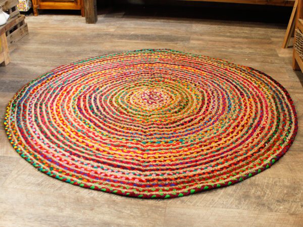 Okrągły dywan z juty i bawełny z recyklingu – 150 cm - obrazek 4