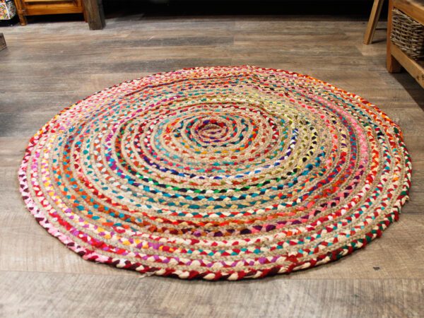 Okrągły dywan z juty i bawełny z recyklingu – 120 cm - obrazek 4