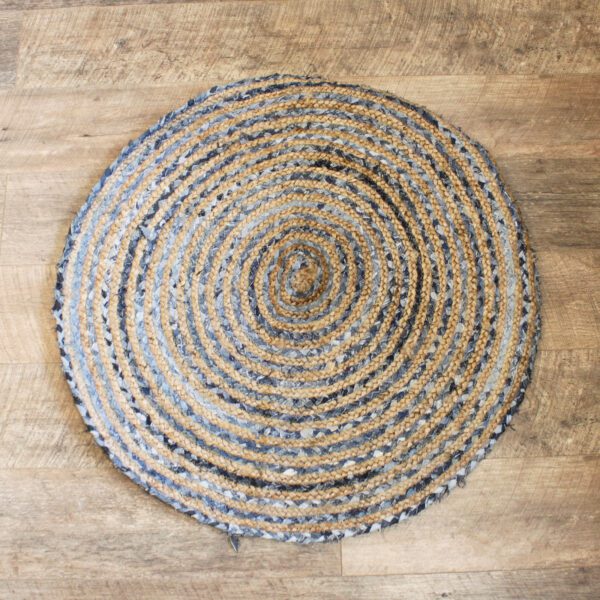 Okrągły dywan z juty i dżinsu z recyklingu – 90 cm - obrazek 2