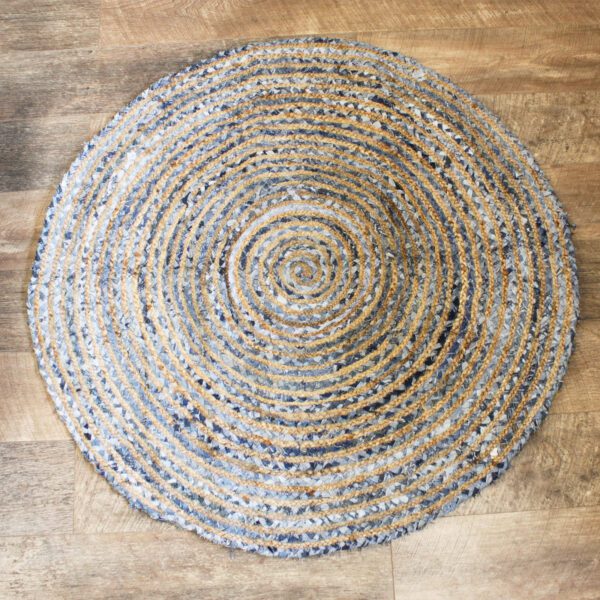 Okrągły dywan z juty i dżinsu z recyklingu – 120 cm - obrazek 2
