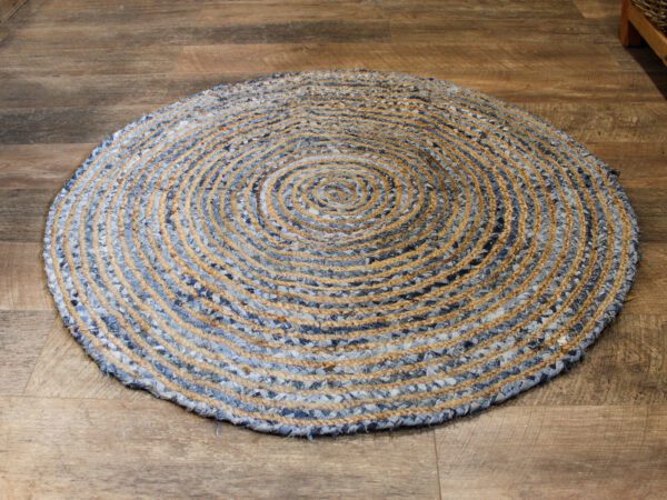 Okrągły dywan z juty i dżinsu z recyklingu – 120 cm - obrazek 3