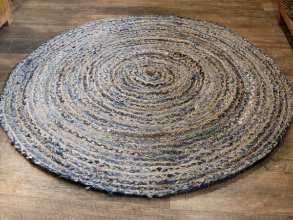Okrągły dywan z juty i dżinsu z recyklingu – 150 cm - obrazek 3