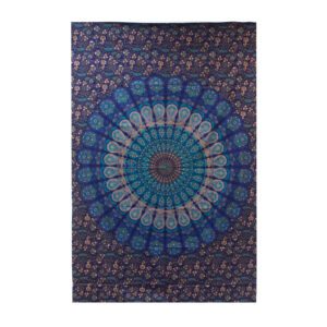 Pojedyncza narzuta bawełniana + dekoracja ścienna – Klasyczna Mandala 130x200 cm