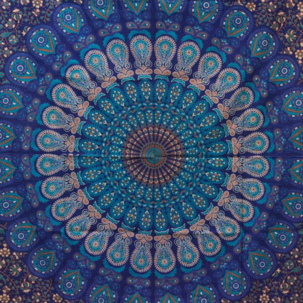 Pojedyncza narzuta bawełniana + dekoracja ścienna – Klasyczna Mandala 130x200 cm - obrazek 2