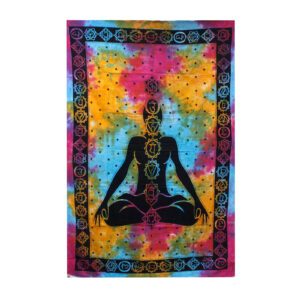Pojedyncza narzuta bawełniana + dekoracja ścienna – Budda Czakr 130x200 cm