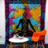 Pojedyncza narzuta bawełniana + dekoracja ścienna – Budda Czakr 130x200 cm - obrazek 4