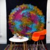 Pojedyncza narzuta bawełniana + dekoracja ścienna – Czarna Hamsa 130x200 cm - obrazek 4
