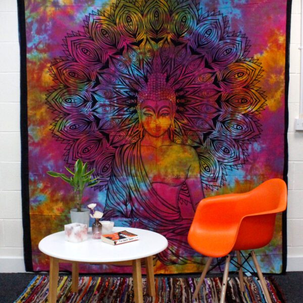Podwójna narzuta bawełniana + dekoracja ścienna – Spokojny Budda 230x200 cm - obrazek 4