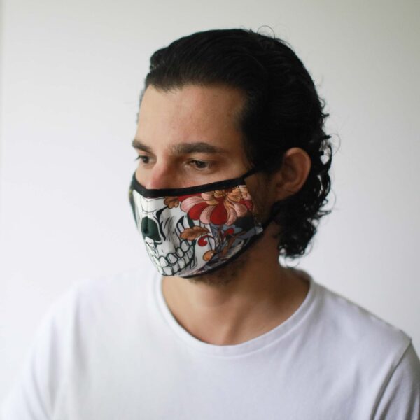 Wielorazowa Maseczka Modowa – Kolorowa Calavera (Dziecięca)