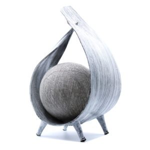 Naturalna lampa z kokosa – szare owinięcie