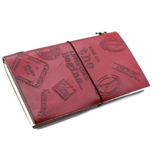 Ręcznie Wykonany Skórzany Notes - Przygoda się Zaczyna - Czerwony (80 stron)