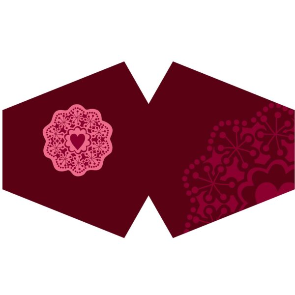 Wielorazowa Maseczka Modowa - Czerwone Serce Mandala (Dorosły)