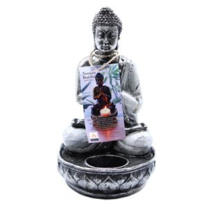 Średni świecznik Budda – biały