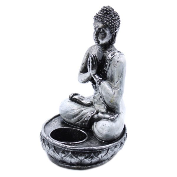 Średni świecznik Budda – biały - obrazek 3