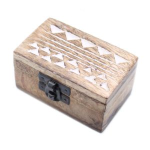 Drewniane Pudełko White Wash - 3x1,5 Pudełko na Tabletki Aztecki Wzór