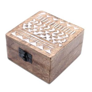 Drewniane Pudełko White Wash - 4x4 Aztecki Wzór