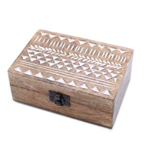 Drewniane Pudełko White Wash - 6x4 Aztecki Wzór