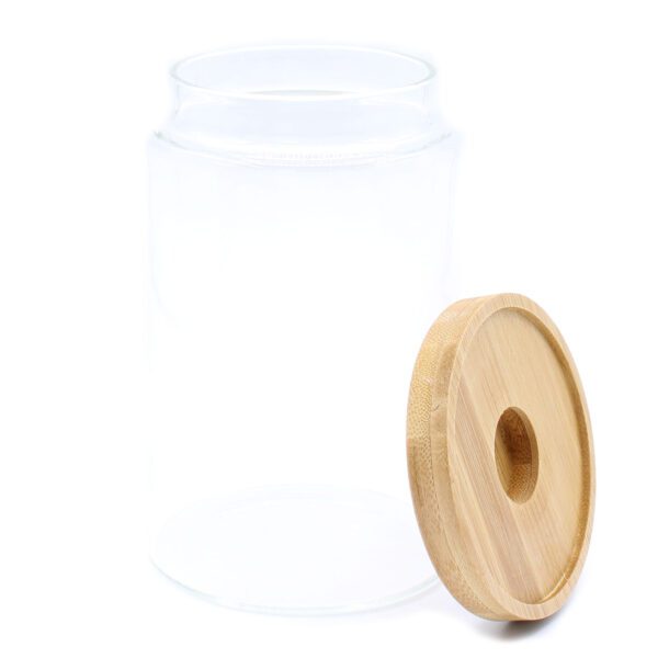 Szklany słoik w bambusowej osłonie – 10 cm