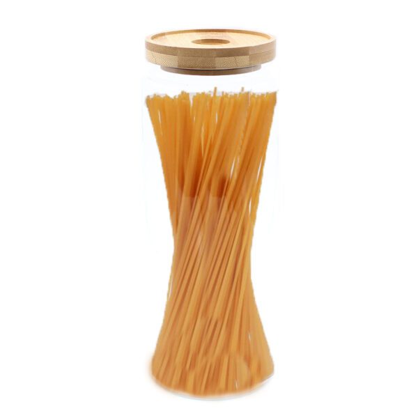 Szklany słoik w bambusowej osłonie – 25 cm