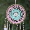 Pastelowo różowy makramowy łapacz snów 16 cm (różne kolory) - obrazek 2