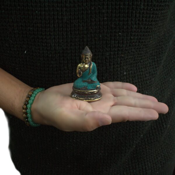 Mini Siedzący Budda z Podniesioną Ręką - obrazek 2