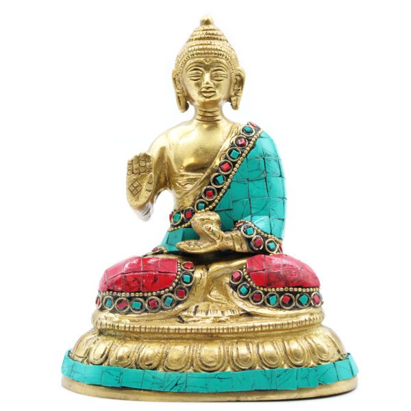 Mosiężna figura Buddy – Błogosławieństwo – 15 cm - obrazek 5