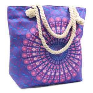 Torba ze Sznurkowymi Uchwytami Mandala - Purpurowo-Niebieska