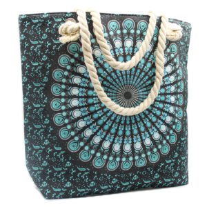 Torba ze Sznurkowymi Uchwytami Mandala - Głęboki Błękit