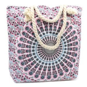 Torba ze Sznurkowymi Uchwytami Mandala - Elektryczny Błękit