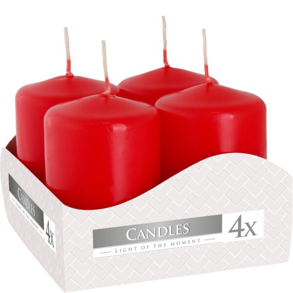 Set of Pillar Candles  40x60mm (4 pieces) - Red - obrazek 2