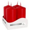 Set of Pillar Candles  40x80mm (4 pieces) - Red - obrazek 2