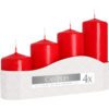 Set of Pillar Candles  50mm (11/16/22/33H) (4 pieces) - Red - obrazek 2