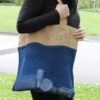 Torba z Czystej Bawełny z Siatki - Denim - obrazek 2