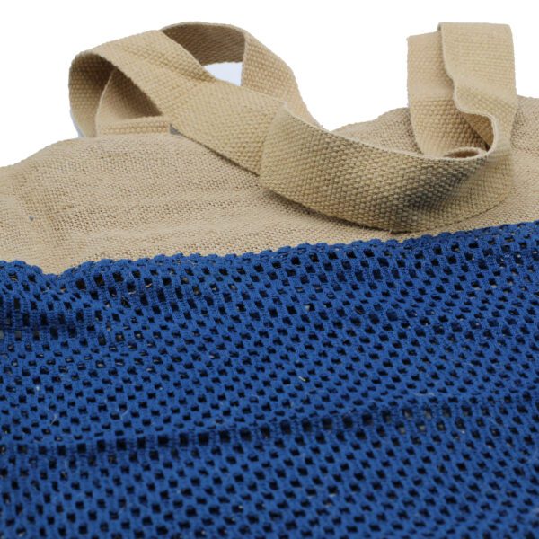 Torba z Miękkiej Juty i Bawełnianej Siatki - Denim - obrazek 5