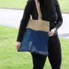 Torba z Miękkiej Juty i Bawełnianej Siatki - Denim - obrazek 3