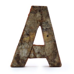 Rustykalna litera z kory – A – 7 cm