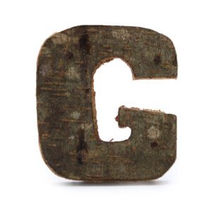 Rustykalna litera z kory – G – 7 cm