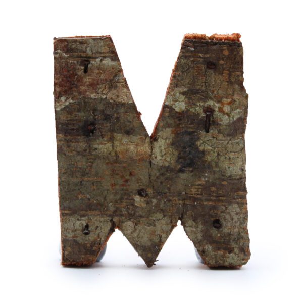 Rustykalna litera z kory – M – 7 cm
