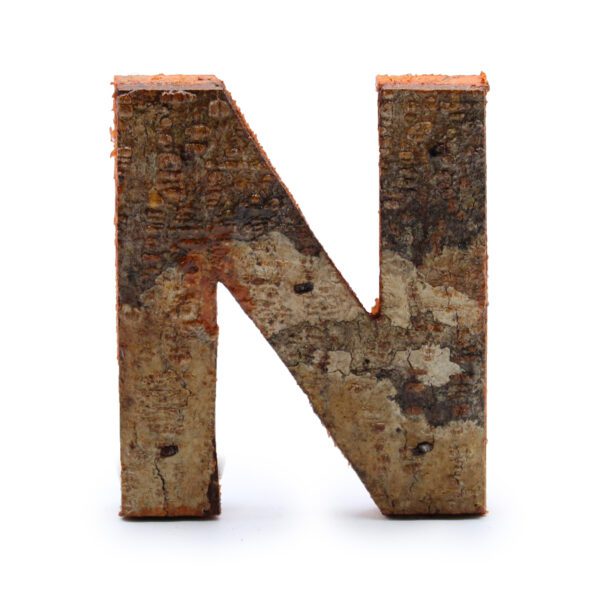 Rustykalna litera z kory – N – 7 cm
