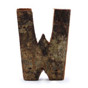 Rustykalna litera z kory – W – 7 cm